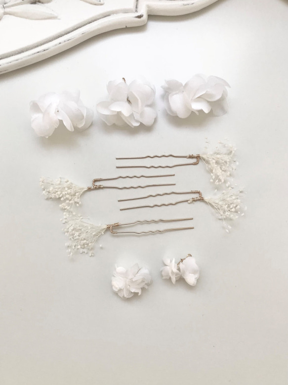 MA290　 ヘッドドレス　ウェディング 　花　小枝　アレンジ　髪飾り　成人式　結婚式　洋髪和装 卒業式 7枚目の画像