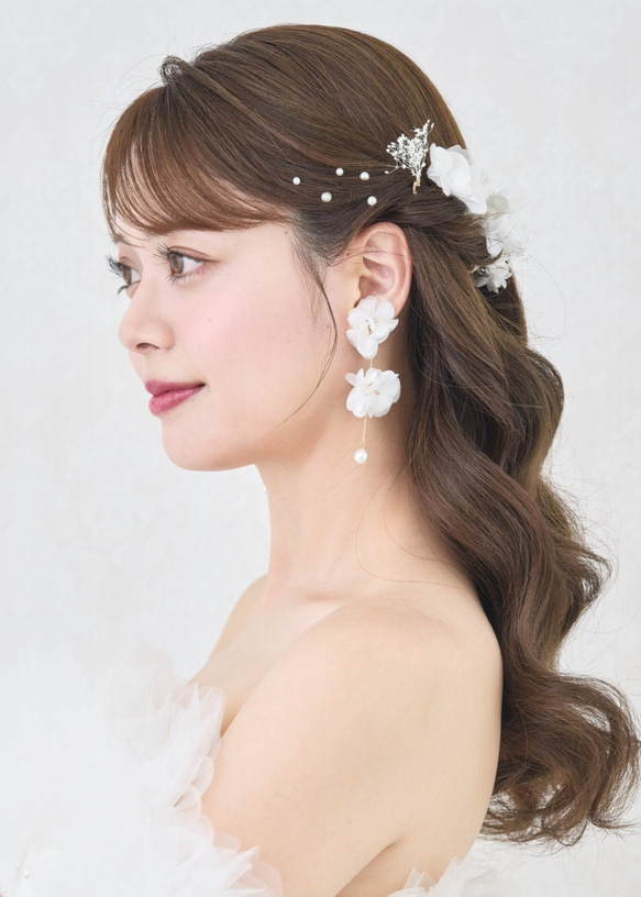 MA290　 ヘッドドレス　ウェディング 　花　小枝　アレンジ　髪飾り　成人式　結婚式　洋髪和装 卒業式 5枚目の画像