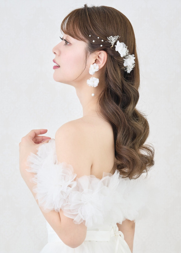 MA290　 ヘッドドレス　ウェディング 　花　小枝　アレンジ　髪飾り　成人式　結婚式　洋髪和装 卒業式 6枚目の画像