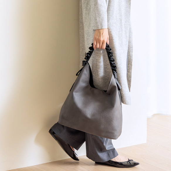 【大人気シリーズ新作】Creema限定 フリル ショルダーバッグ 合皮 レディース 軽量 トート 上品 505-23 12枚目の画像