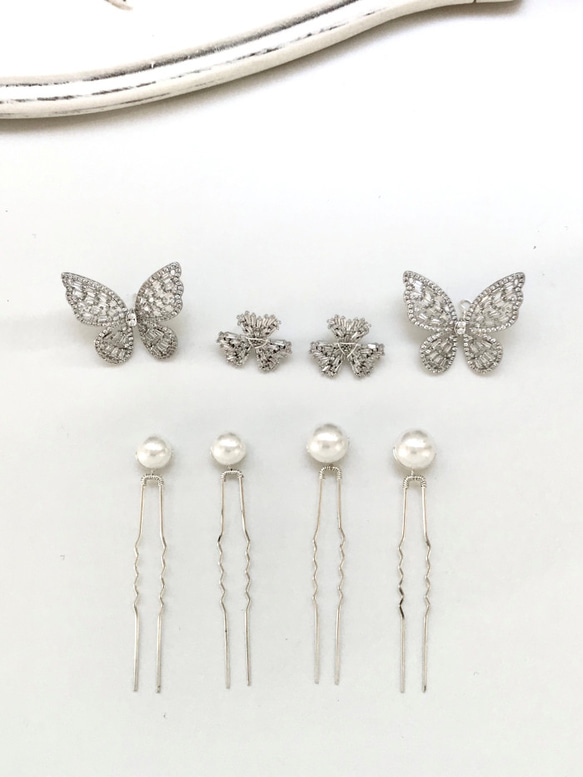 MA292　 ヘッドドレス　ウェディング 　花　小枝　アレンジ　髪飾り　成人式　結婚式　洋髪和装 卒業式 2枚目の画像