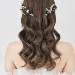 MA292　 ヘッドドレス　ウェディング 　花　小枝　アレンジ　髪飾り　成人式　結婚式　洋髪和装 卒業式 4枚目の画像