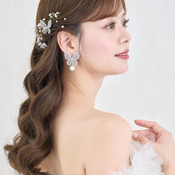 MA292　 ヘッドドレス　ウェディング 　花　小枝　アレンジ　髪飾り　成人式　結婚式　洋髪和装 卒業式 6枚目の画像