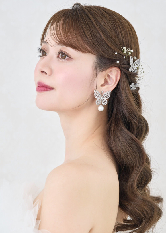 MA292　 ヘッドドレス　ウェディング 　花　小枝　アレンジ　髪飾り　成人式　結婚式　洋髪和装 卒業式 3枚目の画像