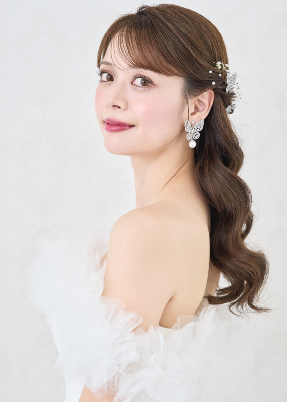 MA292　 ヘッドドレス　ウェディング 　花　小枝　アレンジ　髪飾り　成人式　結婚式　洋髪和装 卒業式 7枚目の画像