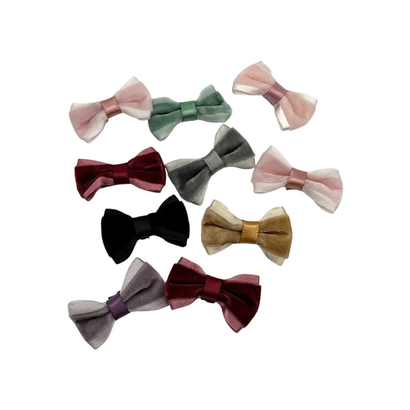 10個セット ベロアリボンパーツ ランダムカラー ヘアアクセサリー材料 pt-2919 3枚目の画像