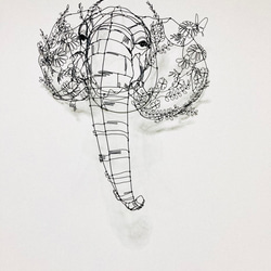 ワイヤーアート ワイヤークラフト ワイヤーオブジェ 象 立体・オブジェ