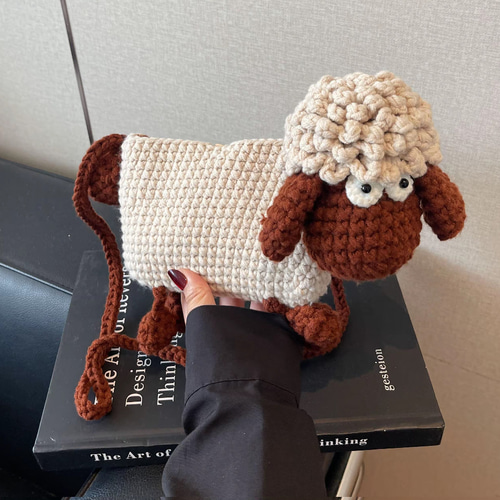 毛糸 手作り 編みぐるみ ニット人形 斜めがけバッグ スマホ収納ポーチ