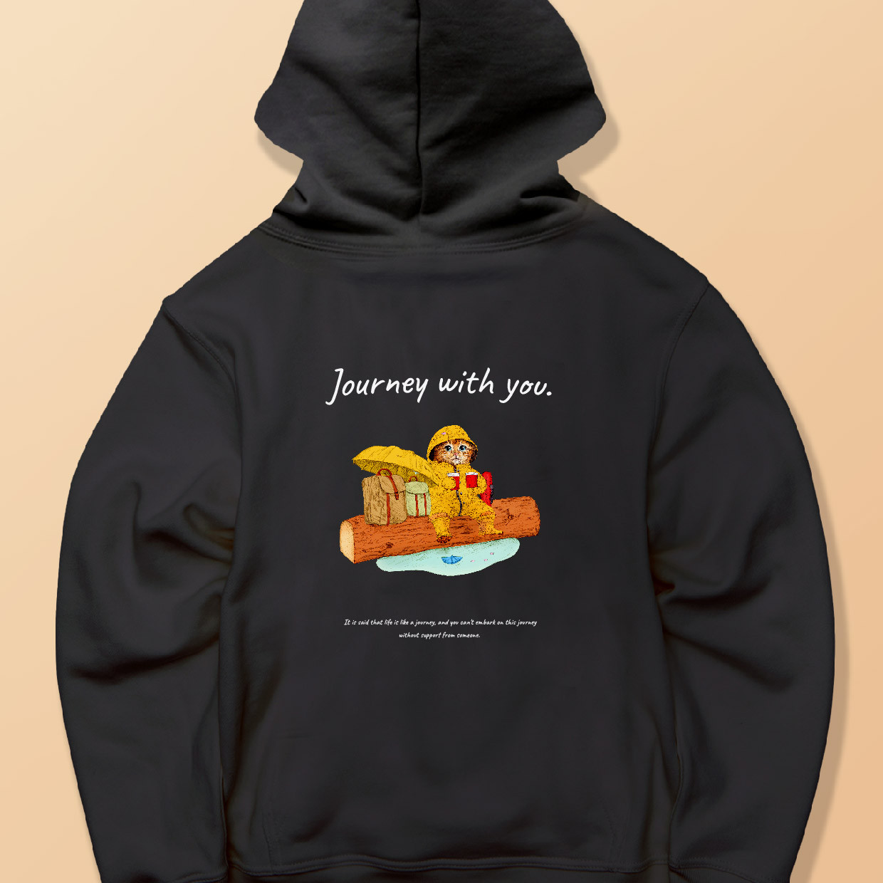 「Journey with you Rainy day」しっかりコットン生地/フルジップパーカー/送料無料
