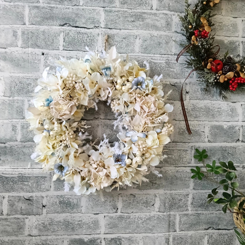Xmas】ホワイトクリスマスリース 2025 白 花 壁掛け クリスマス飾り
