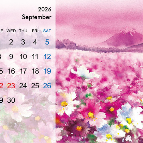 2026年 花の卓上カレンダー FlowerCalendar【透明水彩】 カレンダー