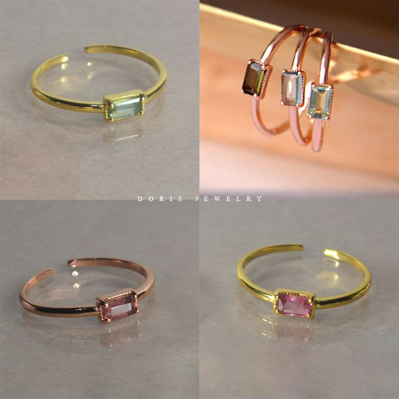 『再販売』 トルマリン オープンリング　カラーが選べる　指輪　フリーサイズ　SV925  ネコポス送料無料 5枚目の画像