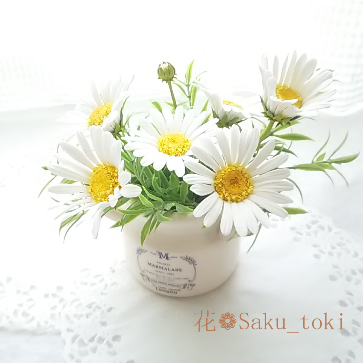 ❁マーガレットのナチュラルクレイフラワーアレンジメント❁