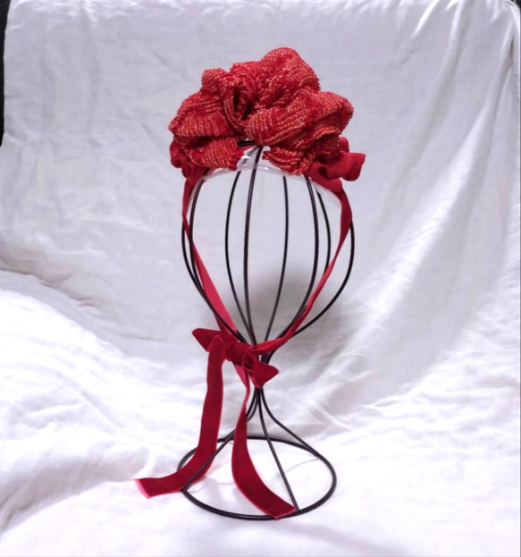 【*i様 七五三　七五三髪飾り　ヘッドドレス　着物髪飾り　リメイク髪飾り　037 4color)和装ブーケヘッドドレス 】ヘッドドレス フラワー 七五三 753