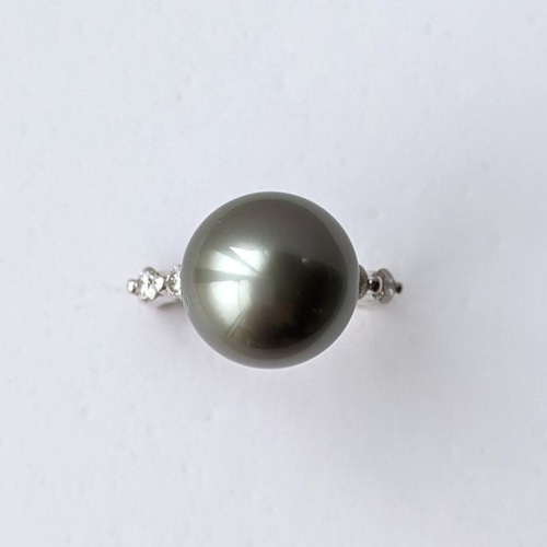 黒蝶真珠リング 13mm ダイヤモンド0.35ct / Pt900 Black South Sea