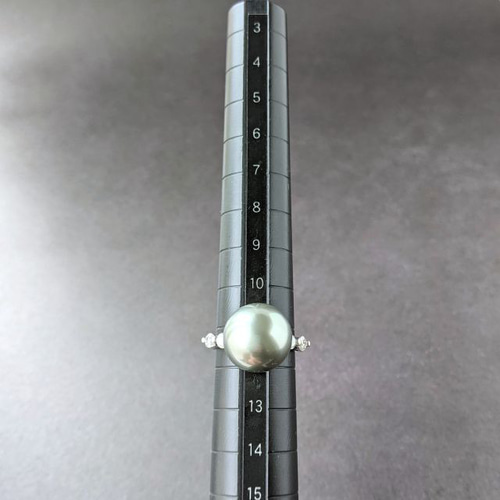 黒蝶真珠リング 13mm ダイヤモンド0.35ct / Pt900 Black South Sea