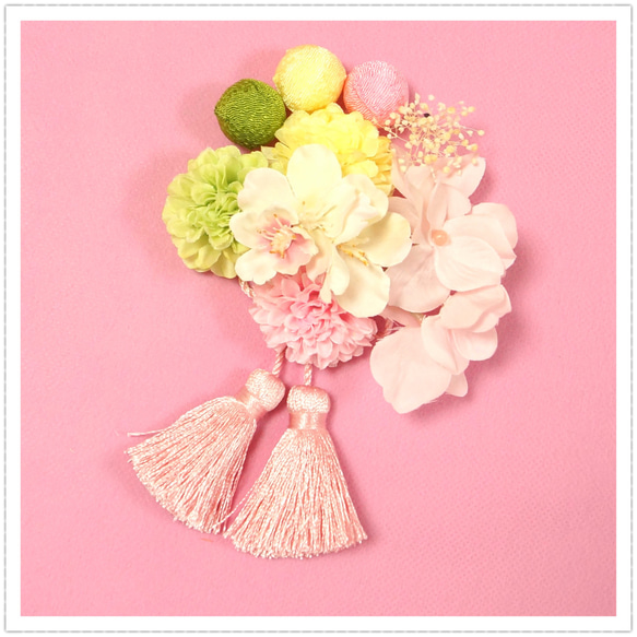 送料無料】七五三 753 髪飾り 着物 被布用 水引 3歳 7歳 和装 ピンク