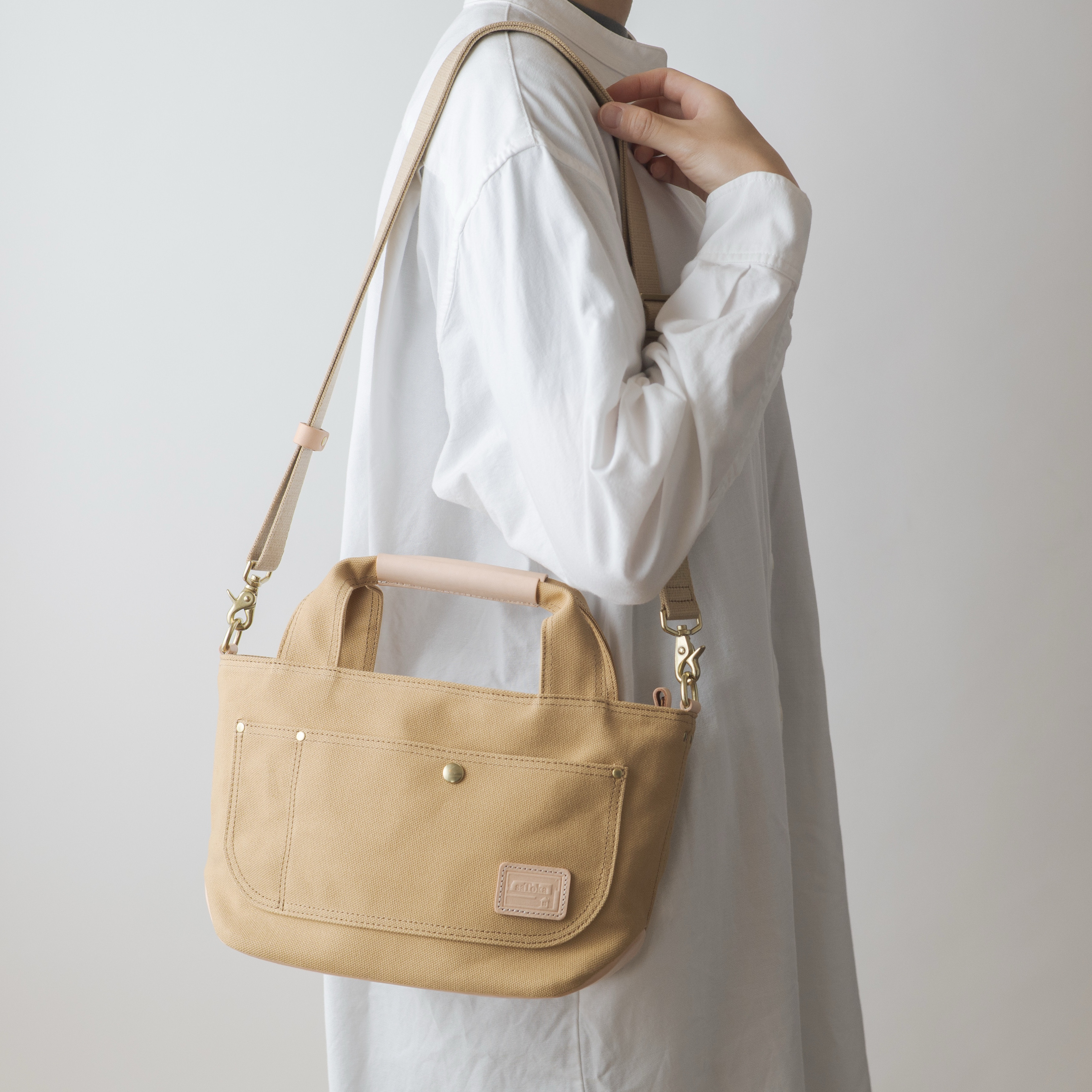小さな帆布トートバッグ【ベージュ】