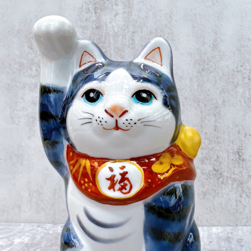 九谷焼 招き猫】 九谷焼青九谷4号 その他アート ourlittlezone 通販