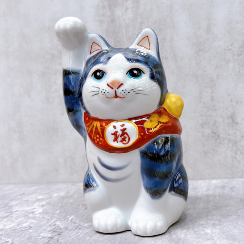 九谷焼 招き猫】 九谷焼青九谷4号 その他アート ourlittlezone 通販