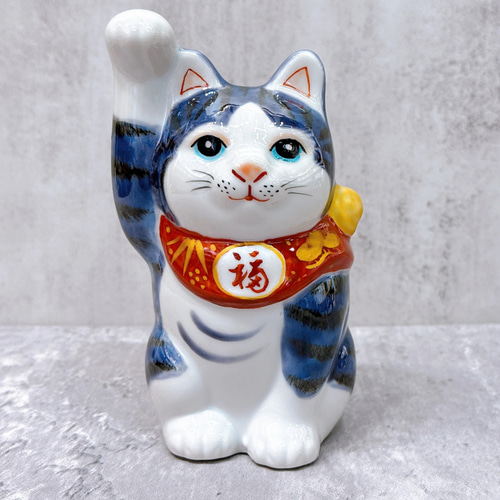 九谷焼　招き猫 九谷焼 招き猫】 九谷焼青九谷4号 その他アート ourlittlezone 通販