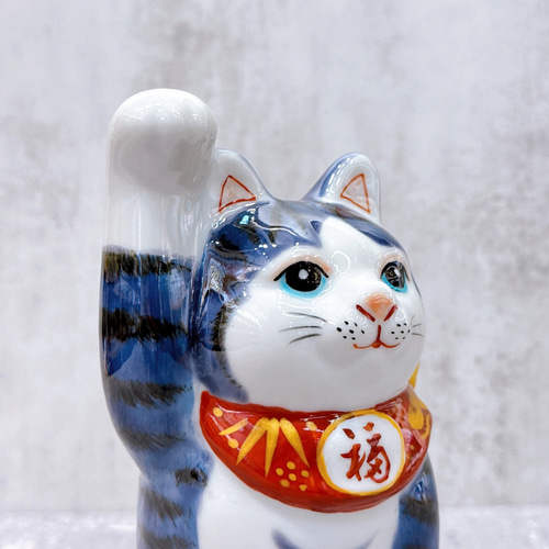 九谷焼 招き猫】 九谷焼青九谷4号 その他アート ourlittlezone 通販 