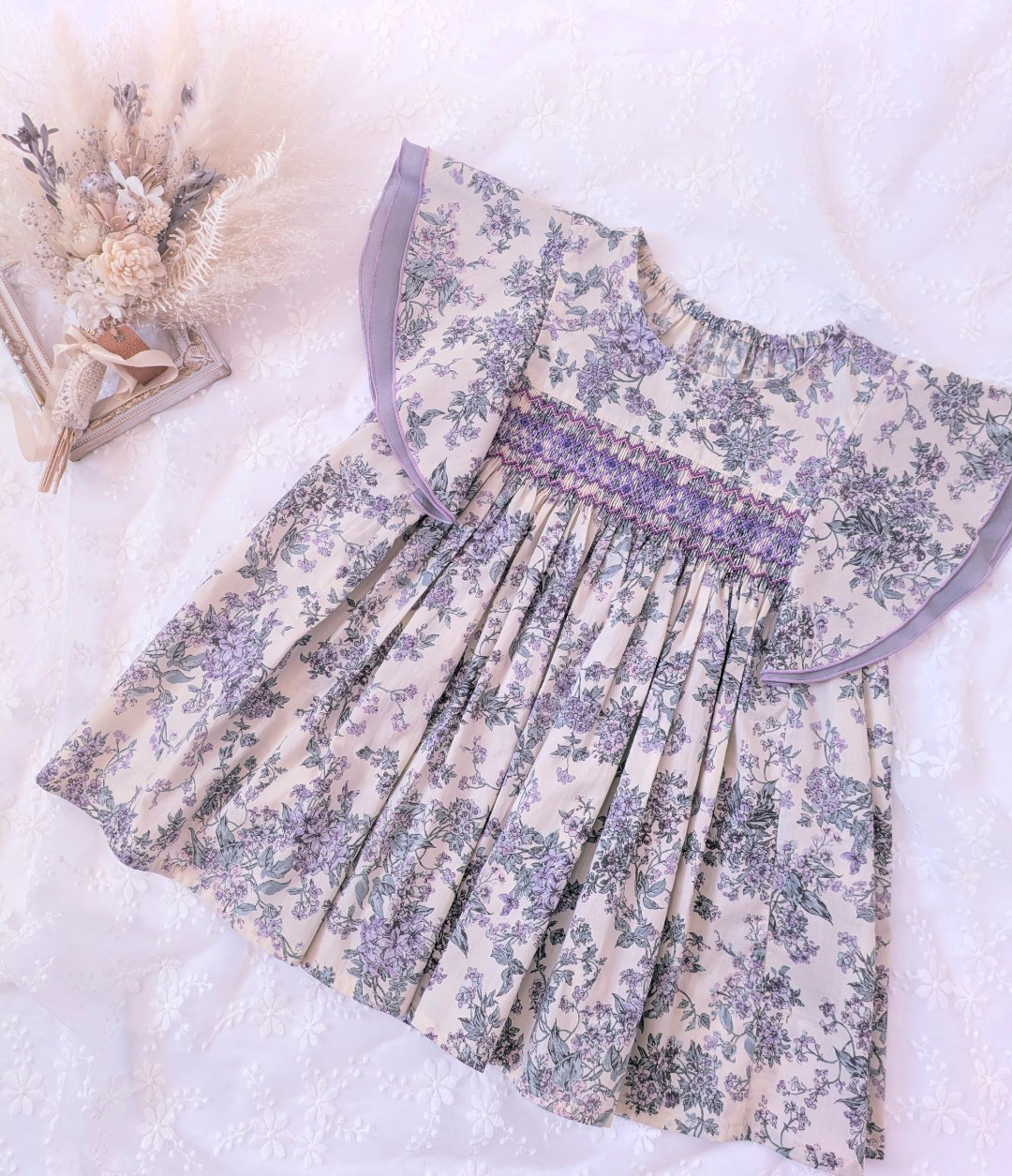 スモッキング刺繍のアネモネチュニック120　リバティセリーヌ