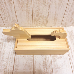 【受注制作】木製ティッシュケース｜柴犬モチーフ／ヒノキ集成材・色変更可 6枚目の画像