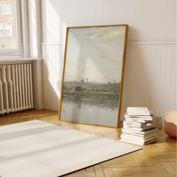 アートポスター 2枚セット　アンティーク 水辺風景画  森 自然 グリーン ベージュ グレー インテリア 5枚目の画像