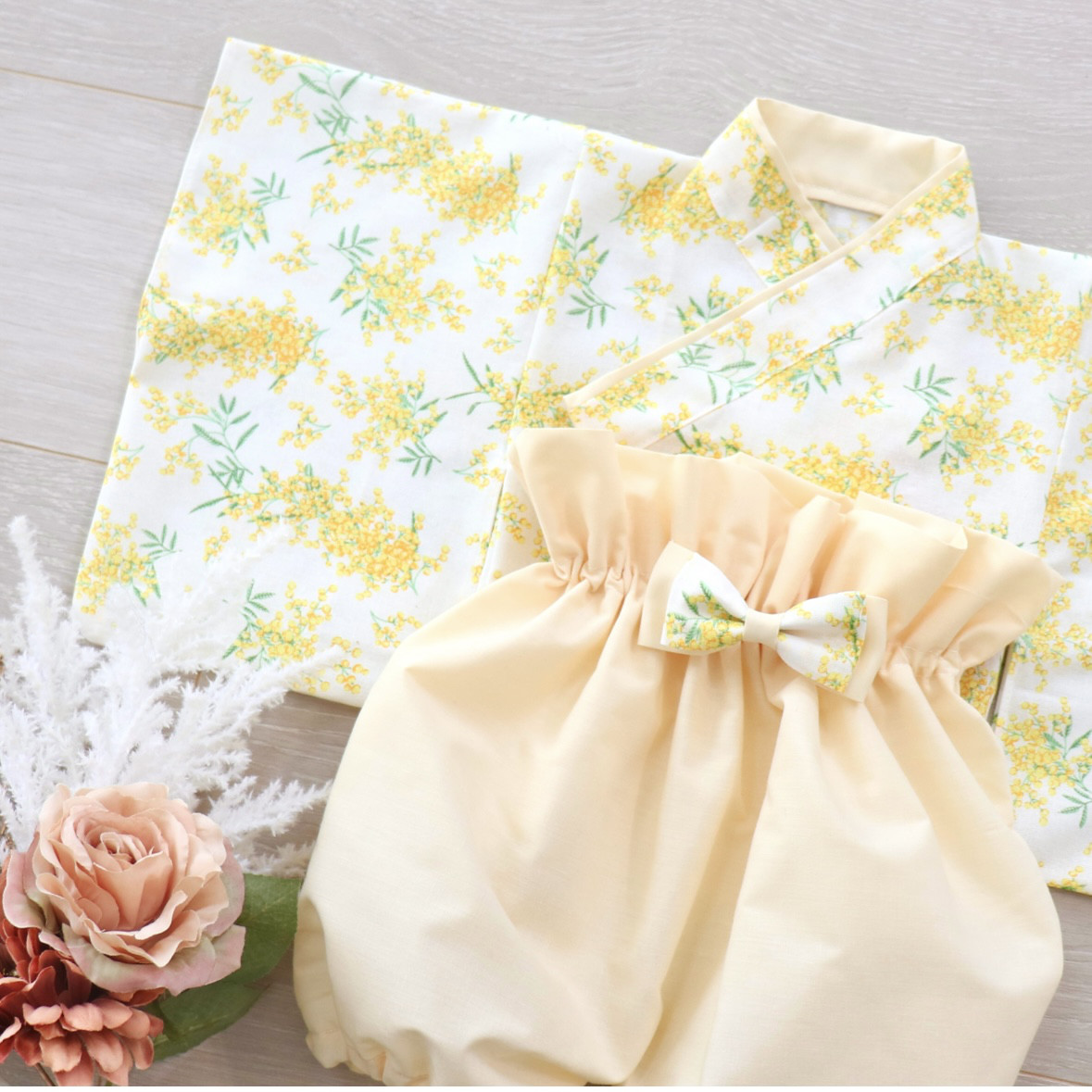 ベビー袴 ミモザ】 こどもの日 初節句 お食い初め 百日祝い 袴