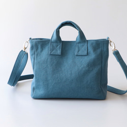 バックルミニトート＊コンパクトなサイズ感＊2way仕様（深青） 5枚目の画像