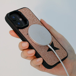 MagSafe 対応 iPhoneケース 本革 スマホケース グリッター ラメ スター 星 スマホスタンド xgsmr 5枚目の画像