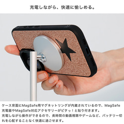 MagSafe 対応 iPhoneケース 本革 スマホケース グリッター ラメ スター 星 スマホスタンド xgsmr 4枚目の画像