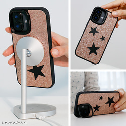 MagSafe 対応 iPhoneケース 本革 スマホケース グリッター ラメ スター 星 スマホスタンド xgsmr 16枚目の画像