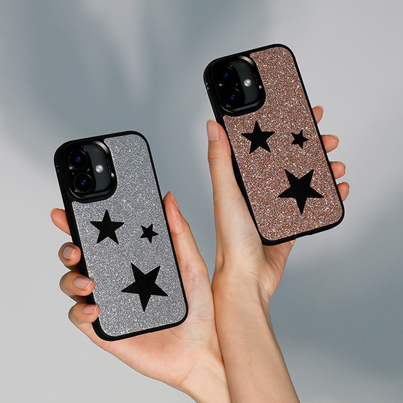 MagSafe 対応 iPhoneケース 本革 スマホケース グリッター ラメ スター 星 スマホスタンド xgsmr 19枚目の画像