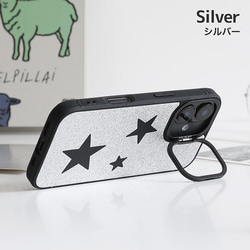 MagSafe 対応 iPhoneケース 本革 スマホケース グリッター ラメ スター 星 スマホスタンド xgsmr 10枚目の画像