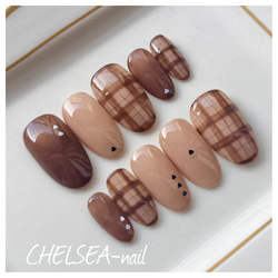 ツイードネイル(くすみグリーン) ネイルチップ（つけ爪） CHELSEA-nail