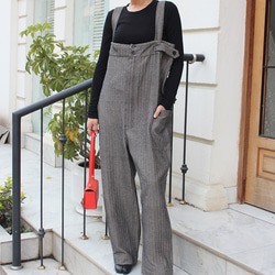 秋の新作◉ フリーサイズのペインターサロペット　ヘリンボーン 5枚目の画像