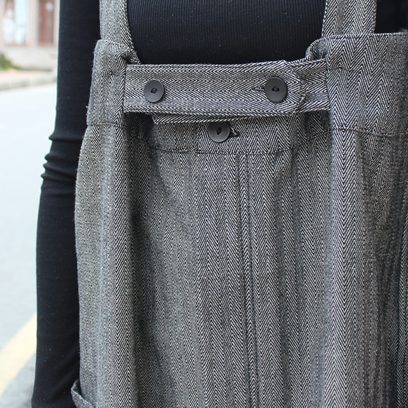 秋の新作◉ フリーサイズのペインターサロペット　ヘリンボーン 9枚目の画像