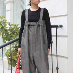 秋の新作◉ フリーサイズのペインターサロペット　ヘリンボーン 3枚目の画像