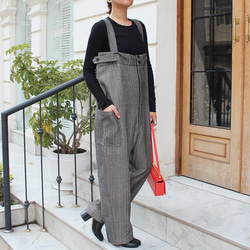 秋の新作◉ フリーサイズのペインターサロペット　ヘリンボーン 7枚目の画像