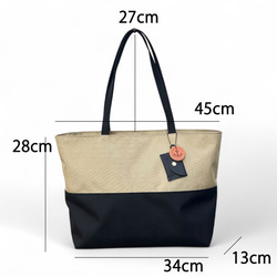 A4対応で通勤にも使いやすいシンプルトートバッグ　halb：グレー×ブラック（コーデュラナイロン　撥水加工ナイロン素材） 10枚目の画像