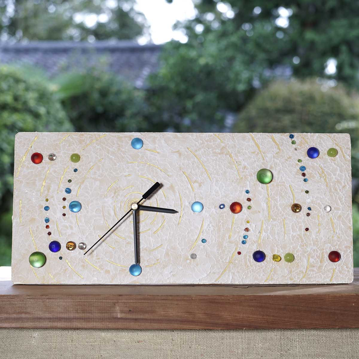 星空の時計　置時計　掛け時計　壁掛け時計　ガラス玉　ビー玉　窓辺の装飾　時計　宇宙　２３