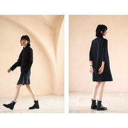 上品なネイビーが肌を明るく見せる、斜めに流れるフロントが印象的なシャツワンピース。#776 16枚目の画像