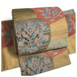 京都 西陣織 クリスマス 帯 正絹 ダークグレー 和装小物（帯・半襟