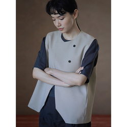 【オールドマネー/レイヤード】きれいめ着やせのラウンドネックベスト。通勤シーンにさりげない贅沢を。#777 3枚目の画像