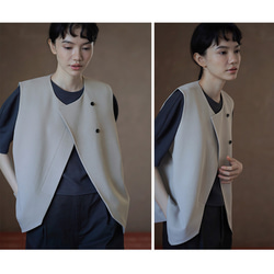 【オールドマネー/レイヤード】きれいめ着やせのラウンドネックベスト。通勤シーンにさりげない贅沢を。#777 11枚目の画像