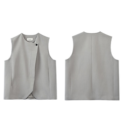 【オールドマネー/レイヤード】きれいめ着やせのラウンドネックベスト。通勤シーンにさりげない贅沢を。#777 20枚目の画像