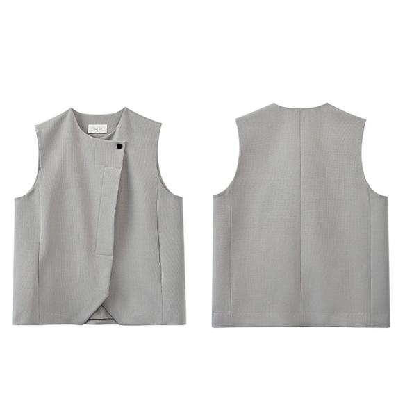 【オールドマネー/レイヤード】きれいめ着やせのラウンドネックベスト。通勤シーンにさりげない贅沢を。#777 20枚目の画像