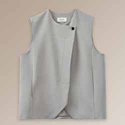 【オールドマネー/レイヤード】きれいめ着やせのラウンドネックベスト。通勤シーンにさりげない贅沢を。#777 5枚目の画像